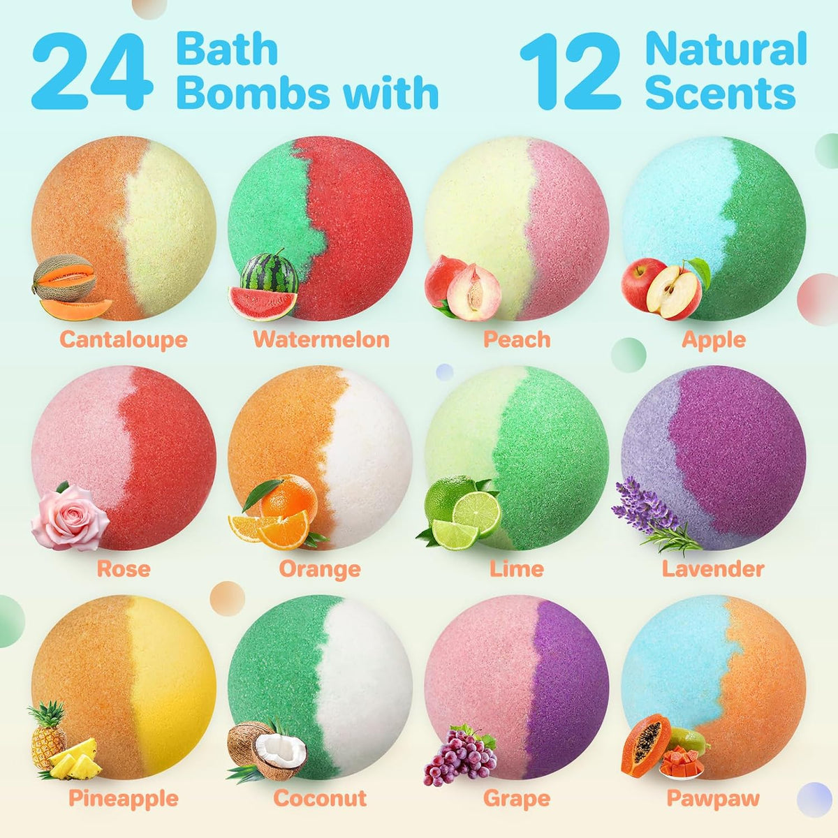 Bath Bombs for Kids with Toys Inside - 24 Pack Kid Bath Bombs with Glow in The Dark Surprise Toys Inside, Fizzy Bath Bomb Advent Calendar, Stocking Stuffers for Kids Boys Girls, Christmas Gift