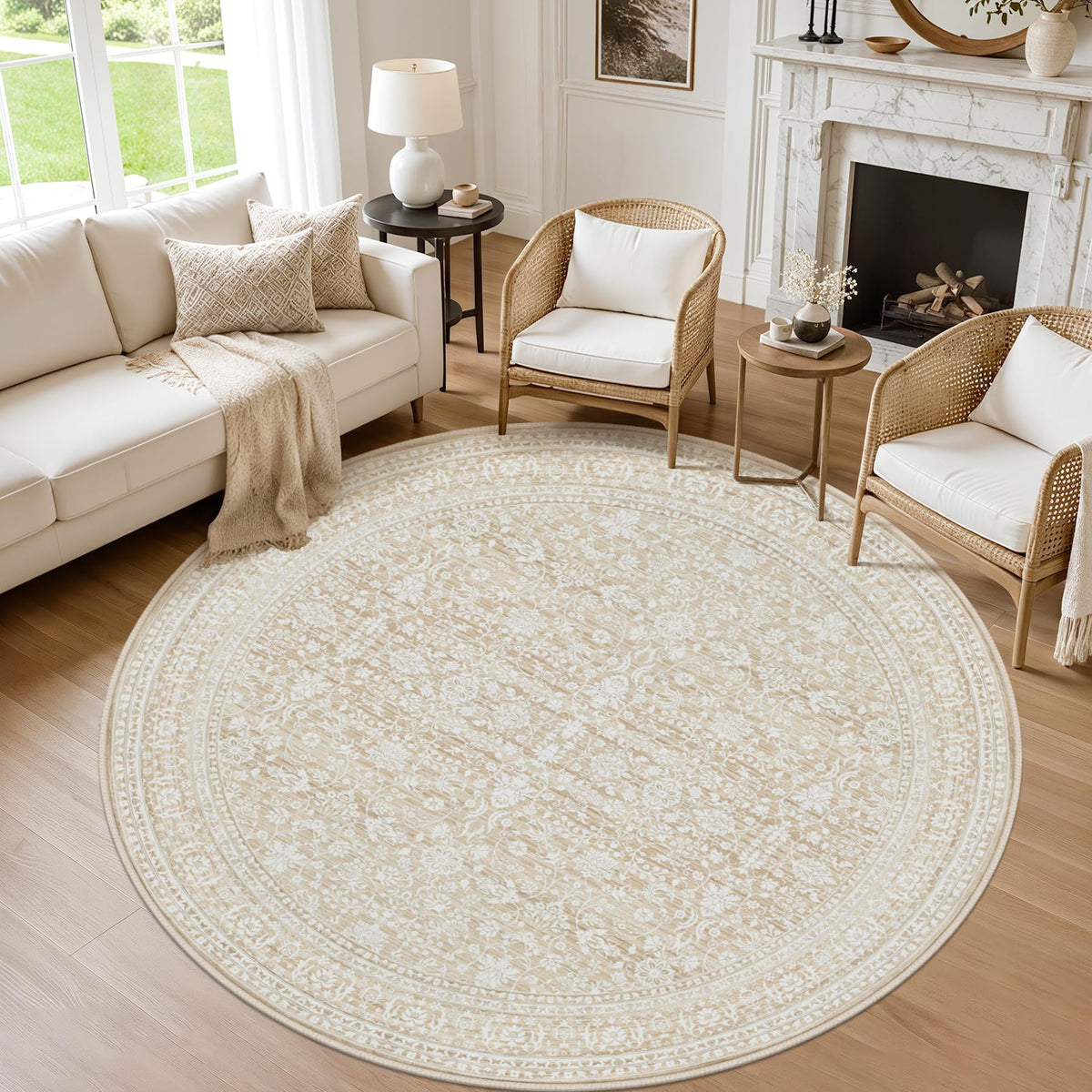 8x10 Area Rugs Living Room: Bedroom Washable Carpet Beige/Ivory