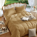 LBRO2M 100% French Linen Duvet Cover Set 3Pcs, Comforter Cover King Size