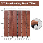 PrimeZone 54 PCS Solid Acacia Wood Interlocking Deck Tiles Outdoor, Brown