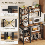SNTD 6-Tier Bakers Rack with Power Outlets, 36 x 14.6 x 72 in, Rustic Brown