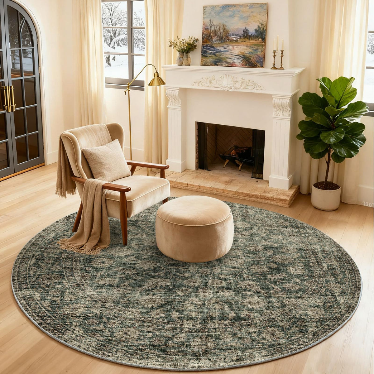 Washable Area Rugs for Living Room: 9x12 Bedroom Rug Boho Vintage Area Rug Stain Resistant Non Slip Low Pile Lightweight Soft Carpets for Dining Room Kitchen Nursery Kids Room Playroom Home Office