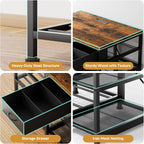 3D Printer Stand with Filament Storage Rack, Heavy Duty 3D Printer Table with Power Outlet, 4-Tier Filament Holder with Drawer, 3D Printer Filament Stand Organized for Office Workshop Studio