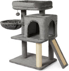 Amazon Basics Indoor Cat & Kittens Multi-Level Climbing Activity Tower with Scratching Posts, FSC Certified, 60.1" (152.7cm) H, Grey