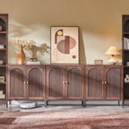 IFGET 34" Tall Modern Arched Sideboard Buffet Cabinet with Storage, Brown