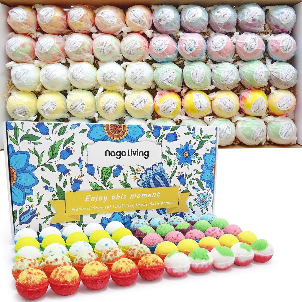 Bath Bombs Gift Set, 50 Handmade Bulk Bath Bombs for Kids, Women, Men