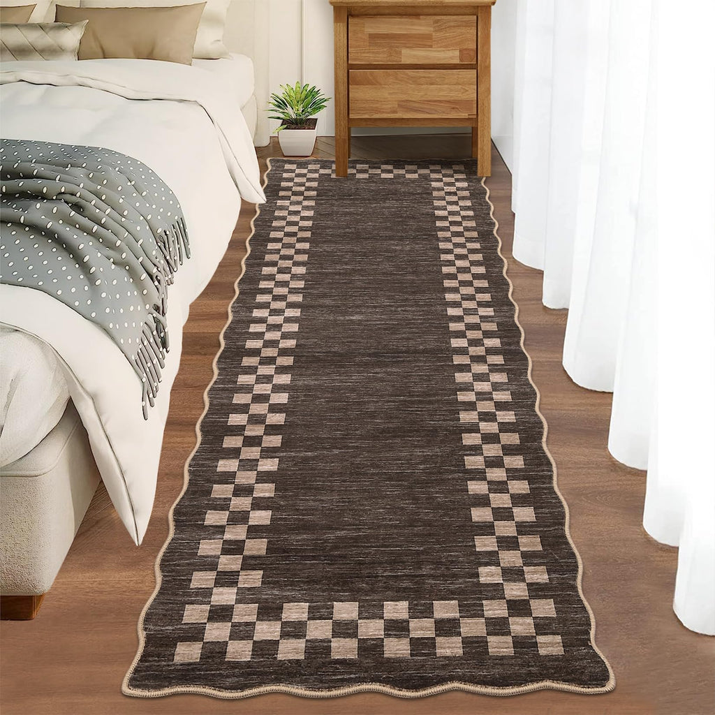 GarveeHome 5x7 Washable Area Rug Checkered Rug for Bedroom Living Room