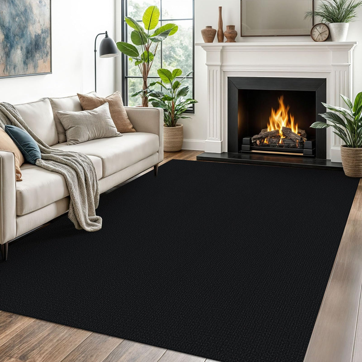 EARTHALL Washable Area Rug, Non Slip Living Room Rug, 5x7 Ft, Sand/Beige