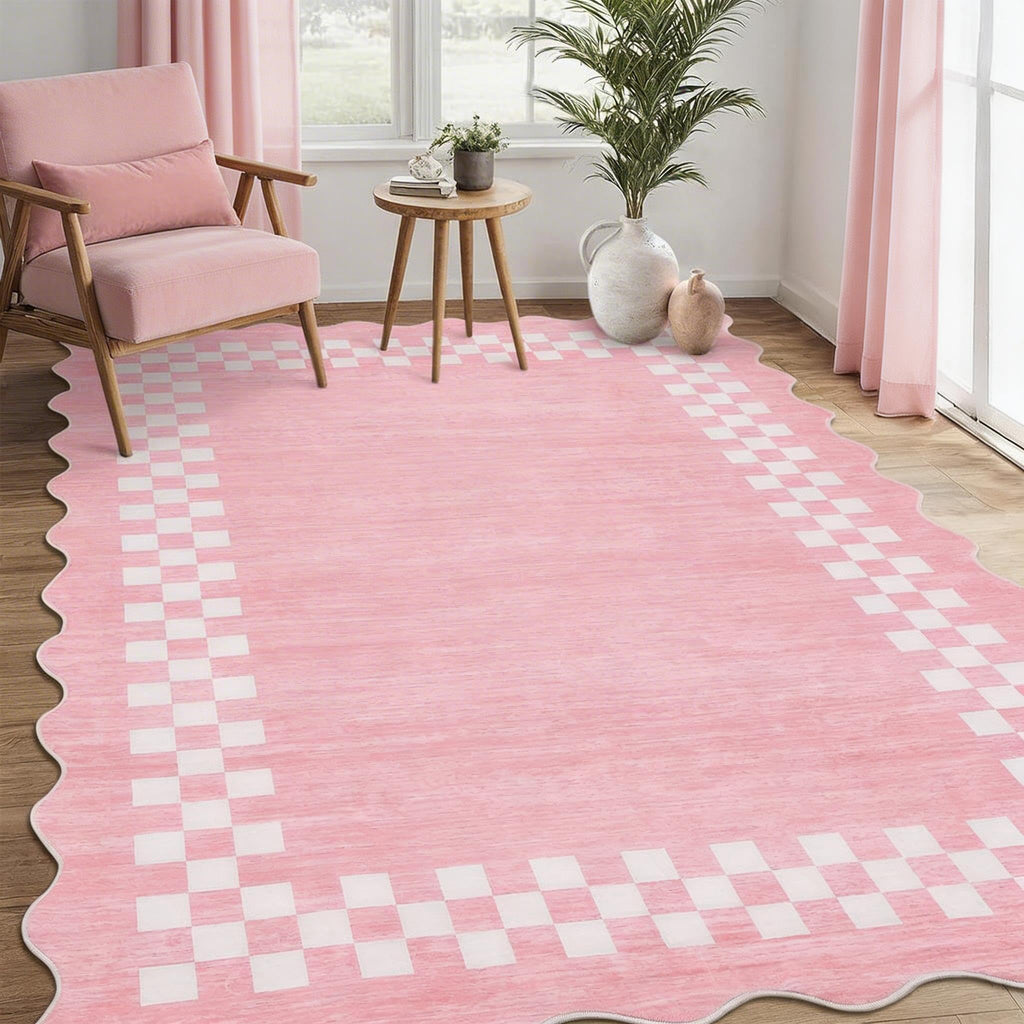 GarveeHome 5x7 Washable Area Rug Checkered Rug for Bedroom Living Room