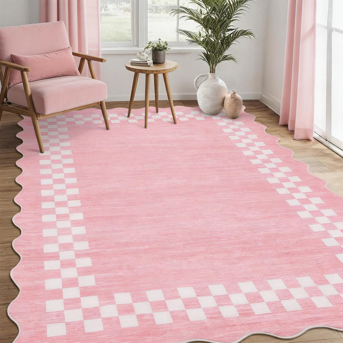 GarveeHome 5x7 Washable Area Rug Checkered Rug for Bedroom Living Room