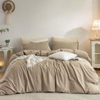 Duvet Cover Set Washed Cotton Embroidered Hem King 3‑Pcs