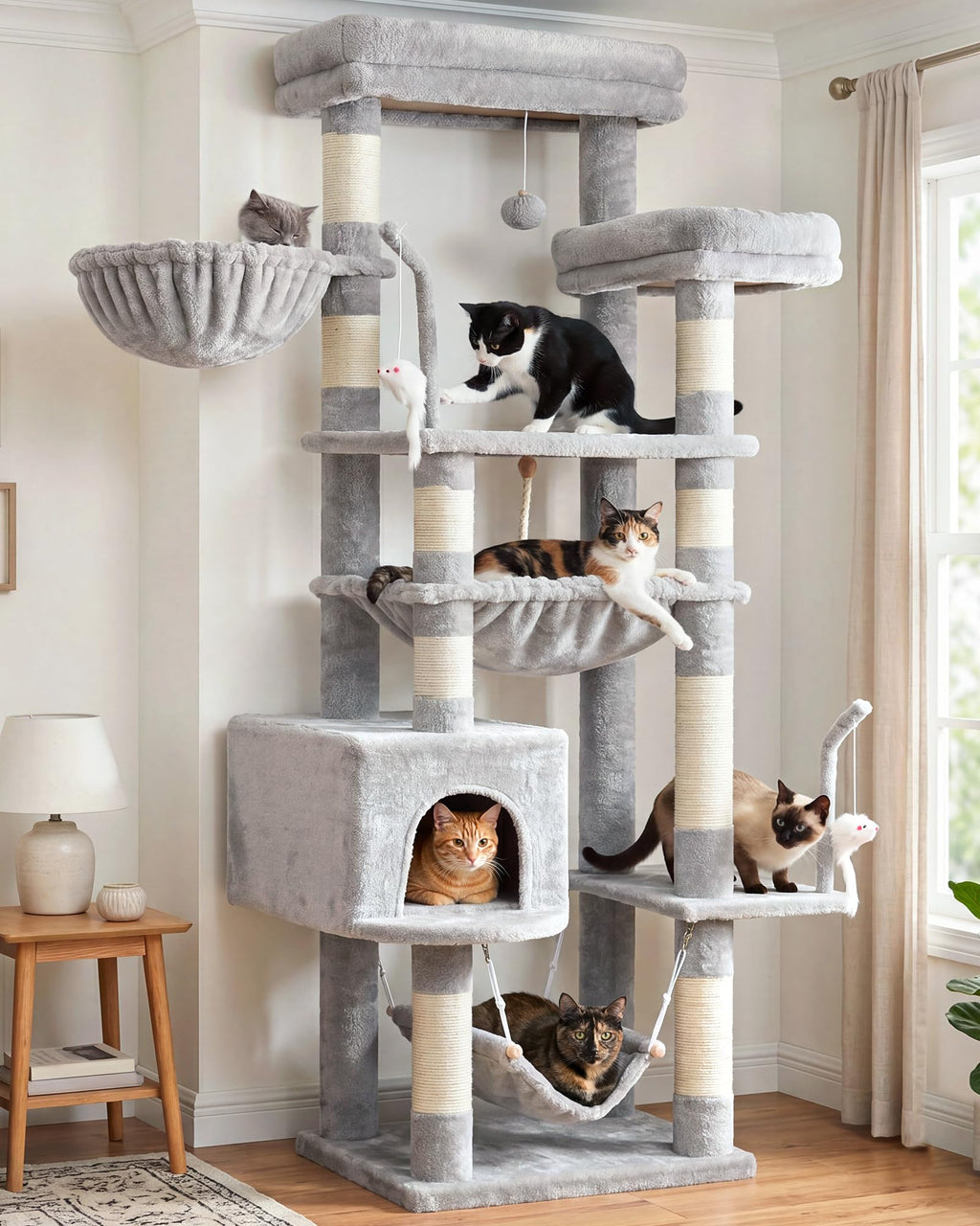 Gitelsnour Cat Tree, 63'' Cat Tower for Large Cats, Big Hammock GCT020G
