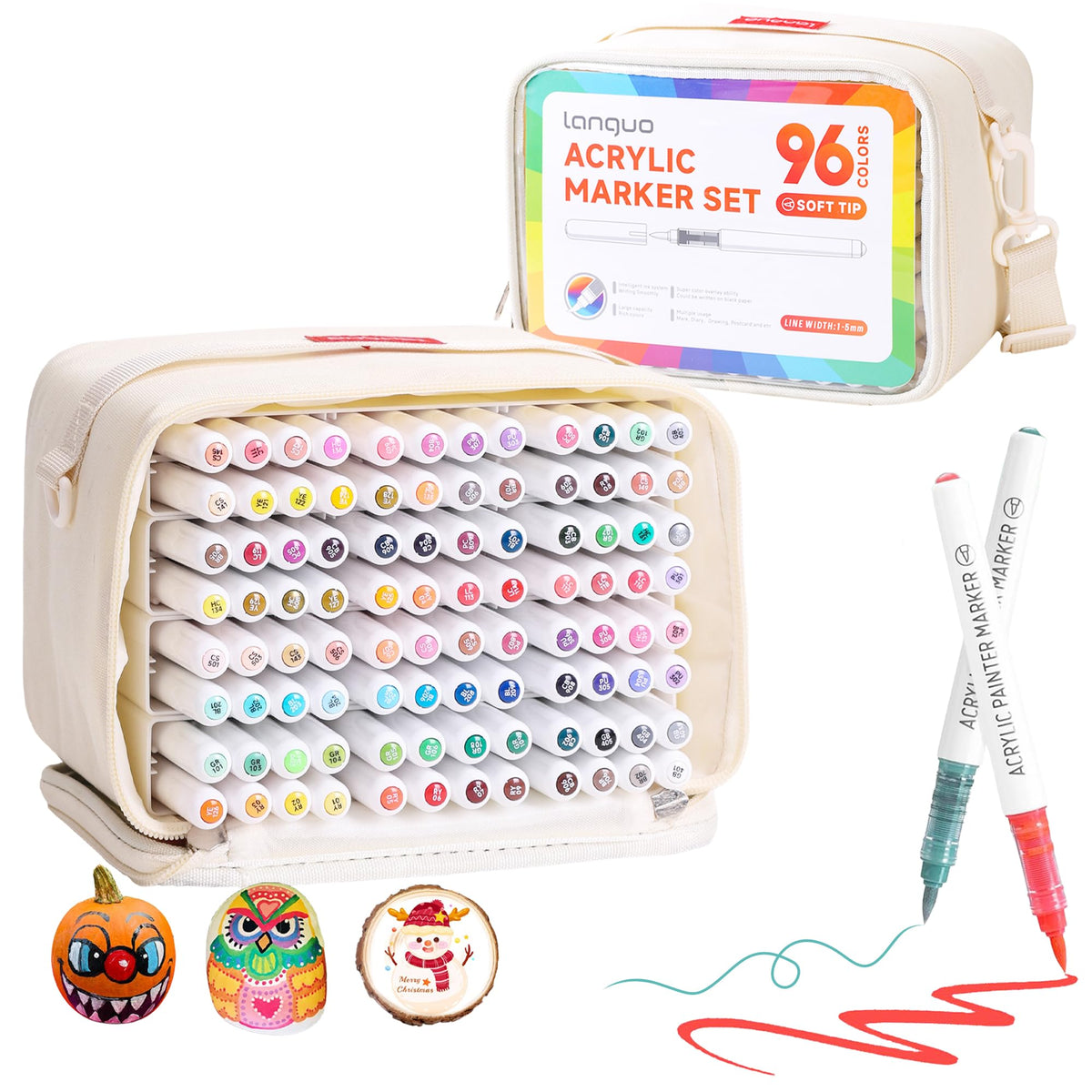 288 Colors Acrylic Paint Markers, Brush Tip Acrylic Paint Pens with Organizing Case, Multi Surface Brush Markers Set for Fabric, Glass, Wood, DIY Crafts