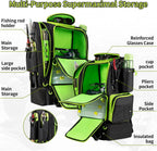 Fishing Backpack with Cooler for 3 Tackle Boxes Fishing Bag with Rod Holder