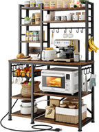 SNTD 6-Tier Bakers Rack with Power Outlets, 36 x 14.6 x 72 in, Rustic Brown