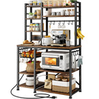 SNTD 6-Tier Bakers Rack with Power Outlets, 36 x 14.6 x 72 in, Rustic Brown