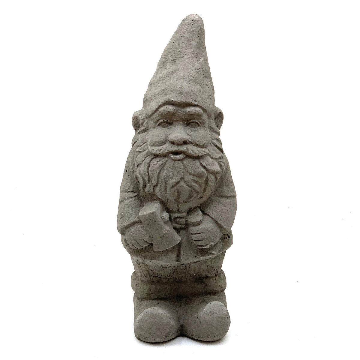 Vintage Garden Gnomes (Set/5): Solid Durable Stone Statue with Aged Texture. Sealed for Outdoor Use. Handcrafted USA. (Antique/Gray)
