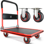 Wellmax Push Cart Dolly, Foldable Moving Platform Flat Cart, 330 lb, Yellow