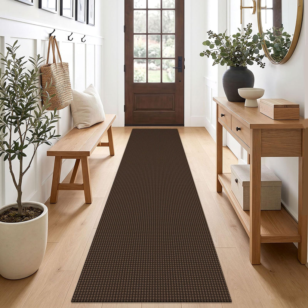 EARTHALL Woven Area Rugs 6x9 Ft Washable Living Room Rugs Non Slip Rubber Backed Dining Room Rug Braided Bedroom Rugs Indoor Floor Carpet for Living Room, Bedroom, Dining Room, Beige/Ivory