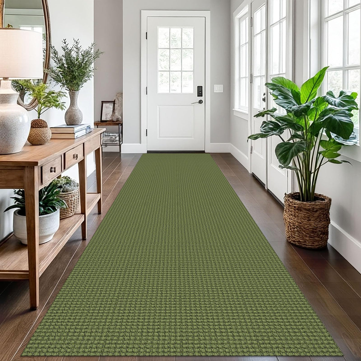 EARTHALL Woven Area Rugs 6x9 Ft Washable Living Room Rugs Non Slip Rubber Backed Dining Room Rug Braided Bedroom Rugs Indoor Floor Carpet for Living Room, Bedroom, Dining Room, Beige/Ivory