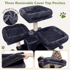 Globlazer Big XXL Cat Tower for Indoor Multiple Cats, F80, Dark Grey