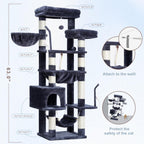 Gitelsnour Cat Tree, 63'' Cat Tower for Large Cats, Big Hammock GCT020G