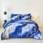 PERFEMET 6 Piece Teal King Size Comforter Set Watercolor Marble Bedding Set