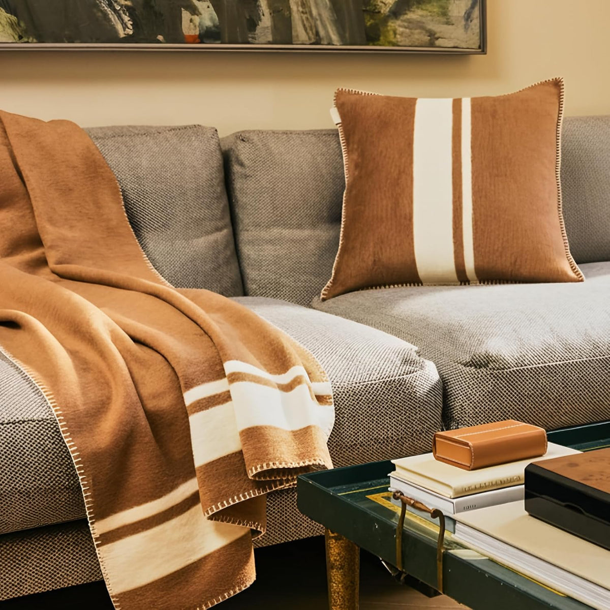 Preston Lane Highrise Throw Pillow, 21 x 21 in, Soft Cotton Blend, Camel