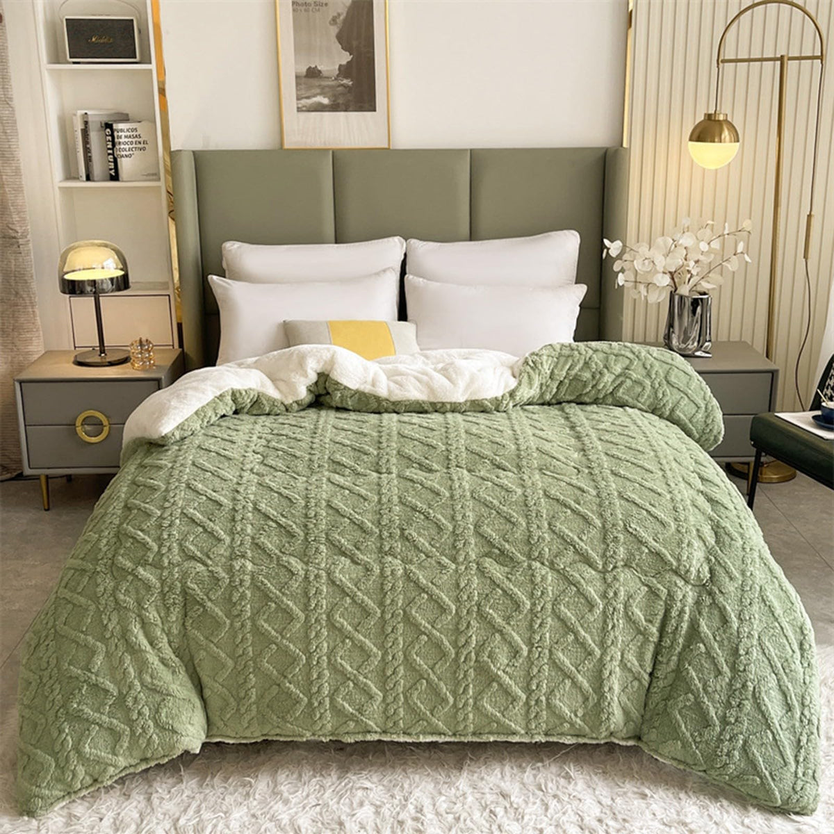 Insulation Hibiscus Winter Quilt, Thickened Super Soft Cashmere and Double Fabrics Warm Thicke Lambswool Quilt Core Sided Blanket(F,220x240cm-5KG)