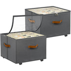 Foyego 2 Pack Shoe Organizer for Closet, Shoe Storage with Wheels, Gray