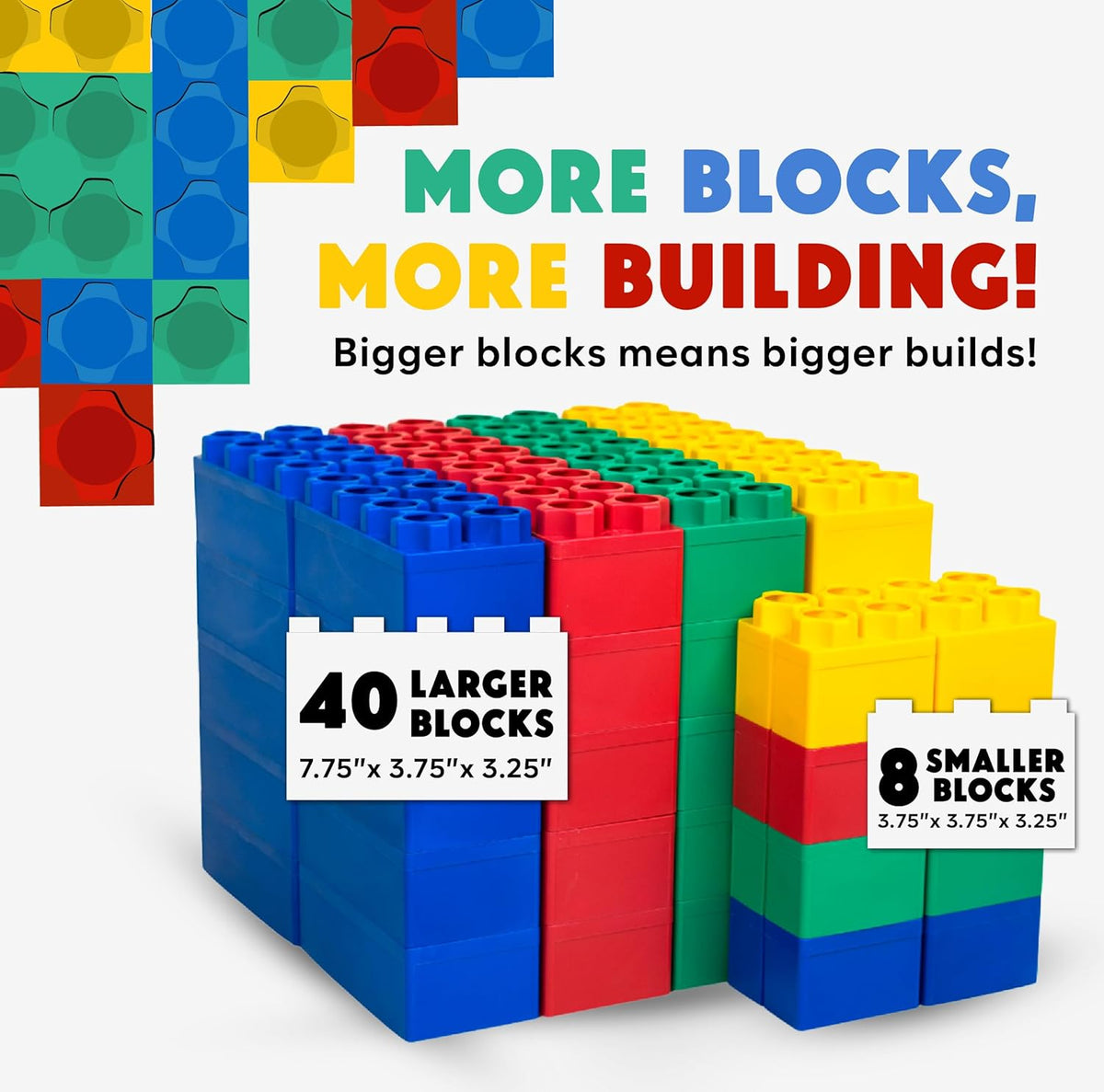 BiggoBlocks Big Blocks for Kids Ages 4-8 — Indoor & Outdoor Blocks for Kids Games — Large Building Blocks (48 pc) Learner Set
