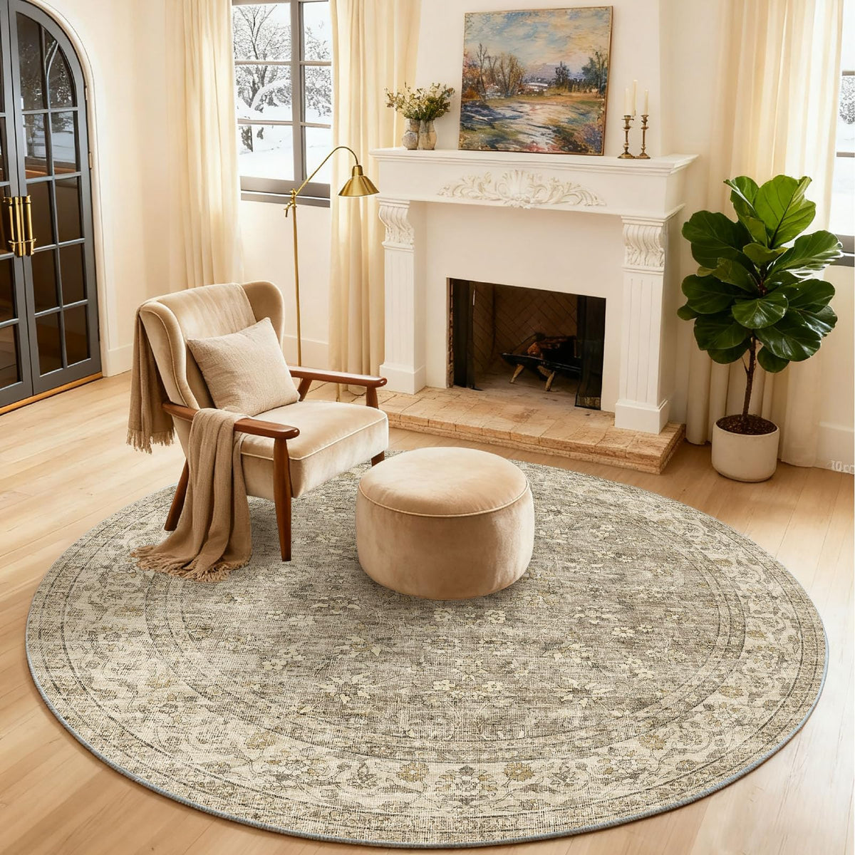 Washable Area Rugs for Living Room: 9x12 Bedroom Rug Boho Vintage Area Rug Stain Resistant Non Slip Low Pile Lightweight Soft Carpets for Dining Room Kitchen Nursery Kids Room Playroom Home Office
