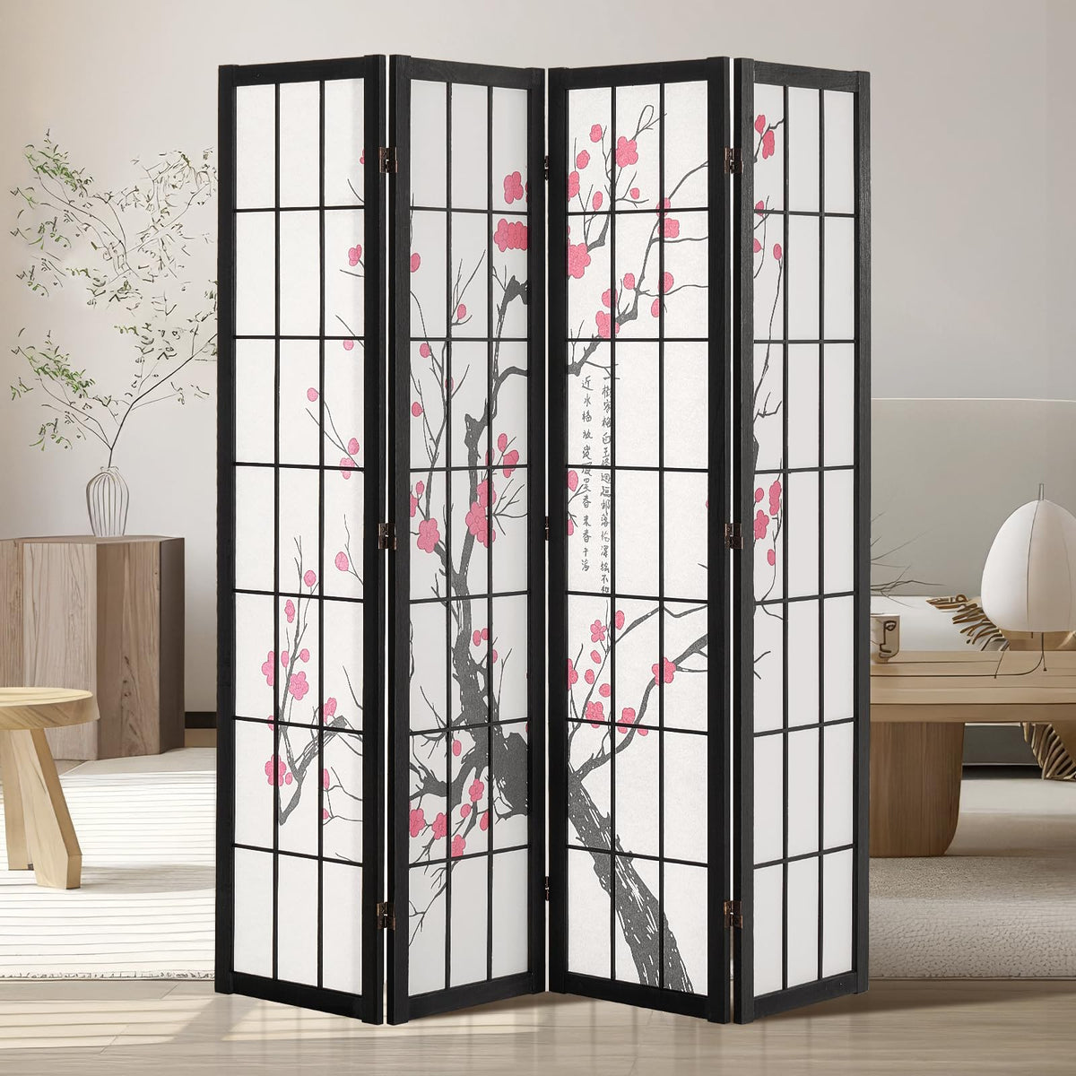 VEVOR Room Divider, 6 Panel Japanese Room Divider Screen, Wood Folding Privacy Screen Indoor, Japanese Partition Portable Decoration Dividers, for Room Separation Home Office Restaurant & Bedroom