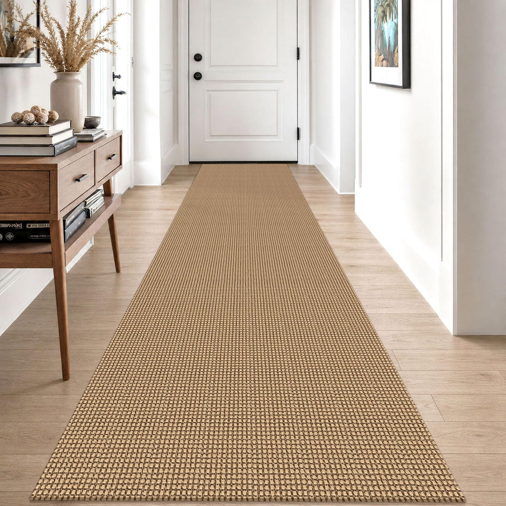 EARTHALL Woven Area Rugs 6x9 Ft Washable Living Room Rugs Non Slip Rubber Backed Dining Room Rug Braided Bedroom Rugs Indoor Floor Carpet for Living Room, Bedroom, Dining Room, Beige/Ivory
