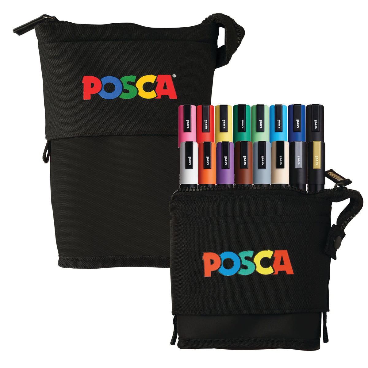 Posca Exclusive Acrylic Paint Markers Gift Set of 62 with Case, Great for Kids and Adults, For Coloring Decorations, Canvas, Glass or Wood, Includes 350, 1MR, 1M, 3M, 5M, 7M, 8K, & 17K