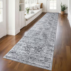 KUTA Vintage Extra Long Runners for Hallways 2.6x18ft Washable Blue White