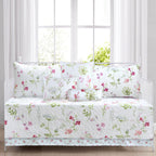 Cozy Line Home Fashions Turquoise Blue Coral Floral Leaf Reversible Quilt Bedding Set, Coverlet Bedspread Lightweight for All Seasons (Mirage Paisley, King - 6 Piece)