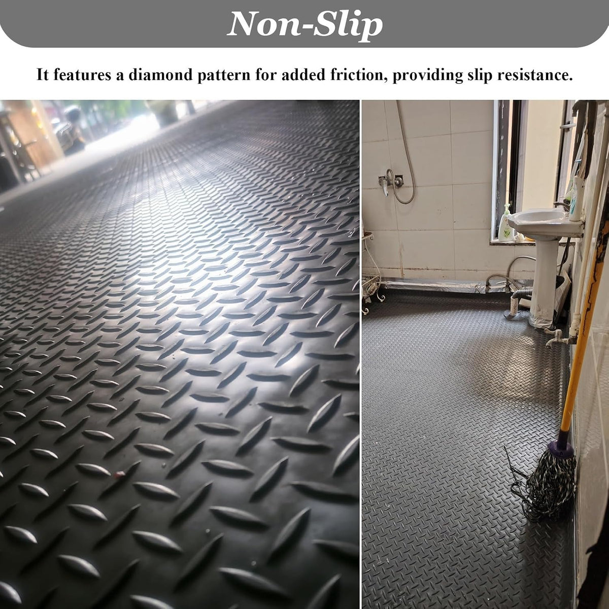UrbanUp Garage Floor Mat Rubber Diamond Plate Garage Floor Mat, DIY Garage Flooring Roll Flexible, Gym/Camping/Ladder Mats(Red,1.5x2m (4.9 x 6.6ft))