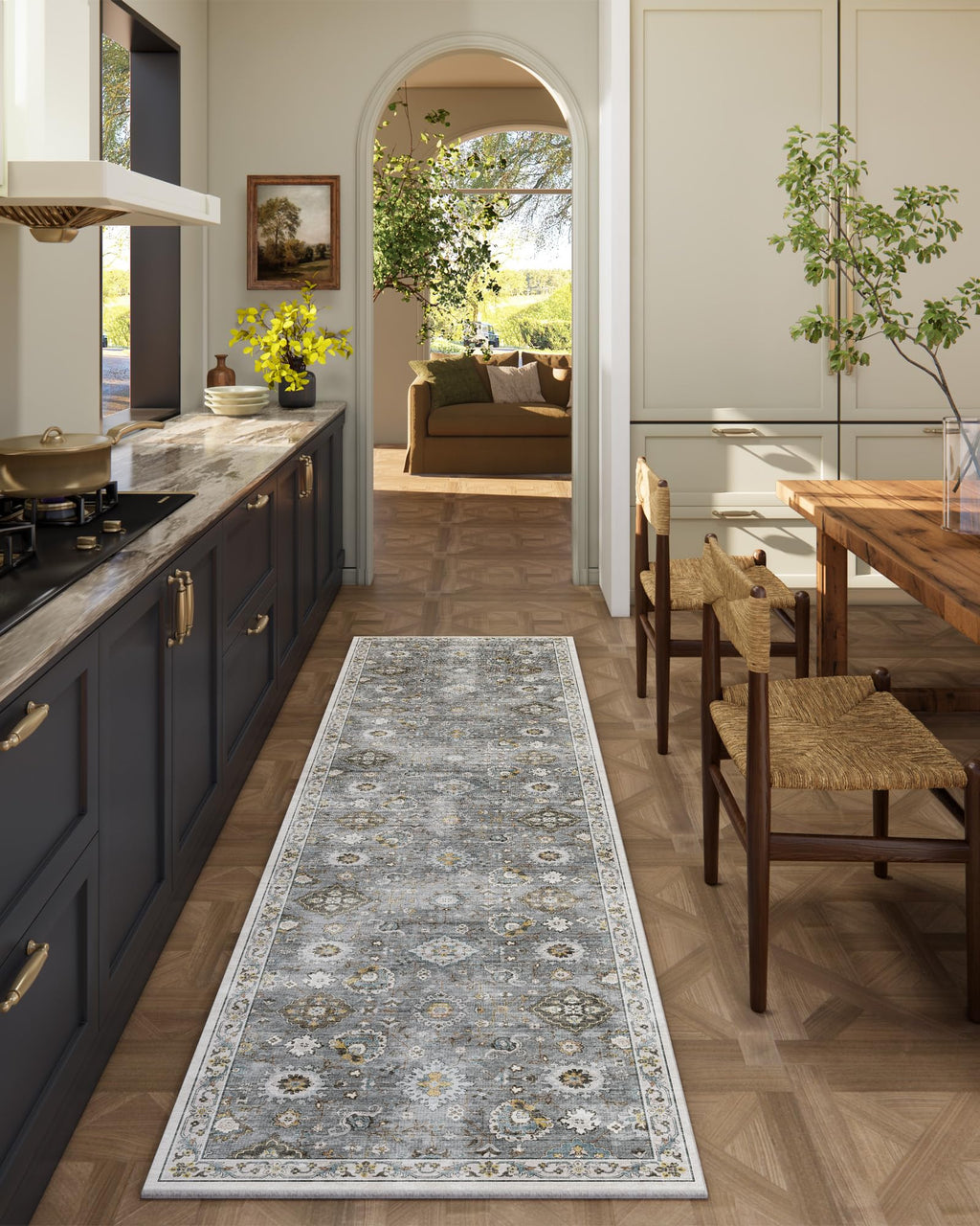 Washable Area Rugs for Living Room: 9x12 Bedroom Rug Boho Vintage Area Rug Stain Resistant Non Slip Low Pile Lightweight Soft Carpets for Dining Room Kitchen Nursery Kids Room Playroom Home Office