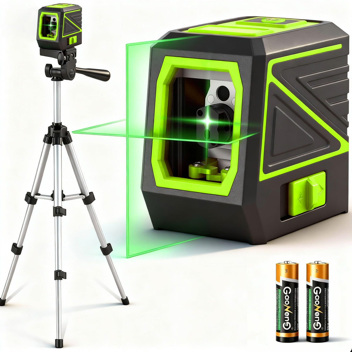 Laser Level with Tripod, 120 feet Green Cross Line Self Rotary Leveling Laser Level, Vertical and Horizontal Line, Rotatable 360 Degree, Manual Self leveling and Pulse Mode,IP54 Waterproof & Battery1