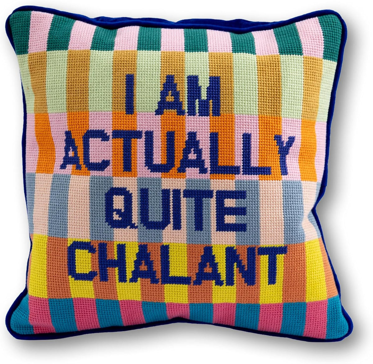 FURBISH Needlepoint Decorative Throw Pillow - Chalant - 9"x15" - Small Embroidered Designer Pillow for Living Room, Couch, Sofa, Chair & Bed - Eclectic Home Decor