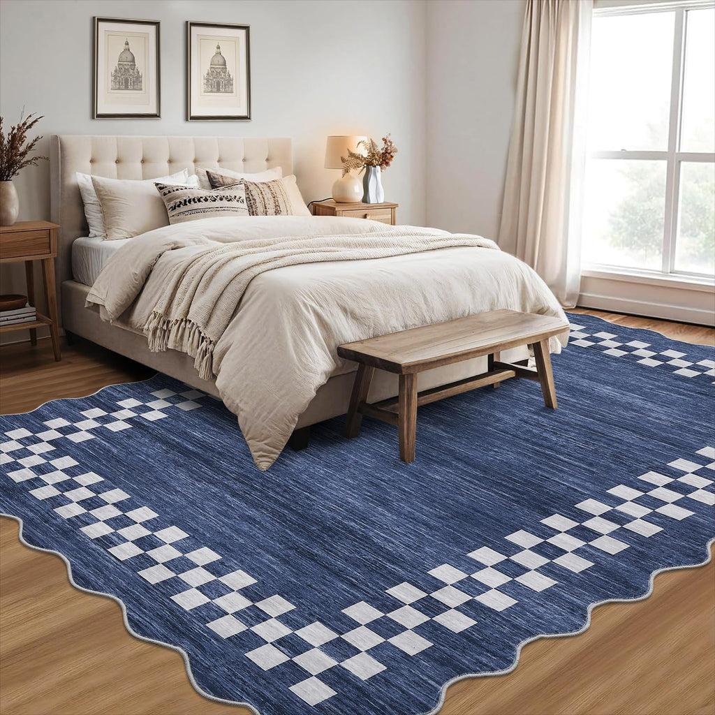GarveeHome 5x7 Washable Area Rug Checkered Rug for Bedroom Living Room