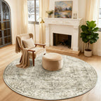 Washable Area Rugs for Living Room: 9x12 Bedroom Rug Boho Vintage Area Rug Stain Resistant Non Slip Low Pile Lightweight Soft Carpets for Dining Room Kitchen Nursery Kids Room Playroom Home Office