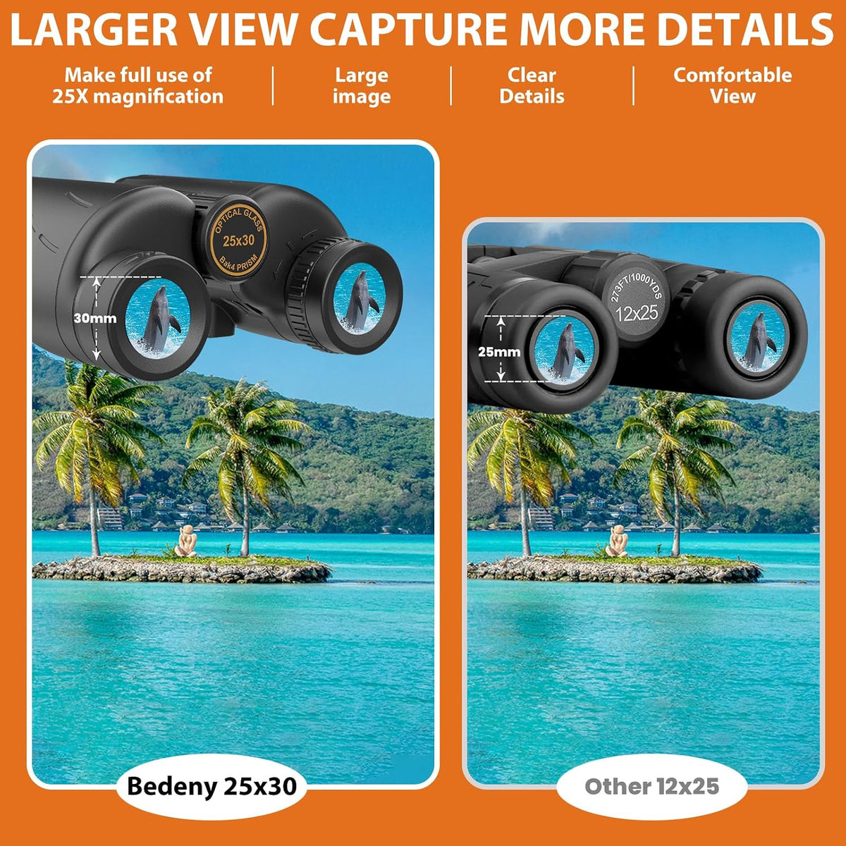 25x30 High Powered Binoculars for Adults,Compact/Waterproof Binoculars with Universal Phone Adapter, Tripod and Tripod Adapter, Large View Binoculars for Bird Watching，Outdoor Sports and Concerts