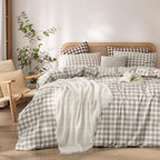 BESTOUCH Cotton Solid Duvet Cover Set Linen Feel Cornflower Blue Queen
