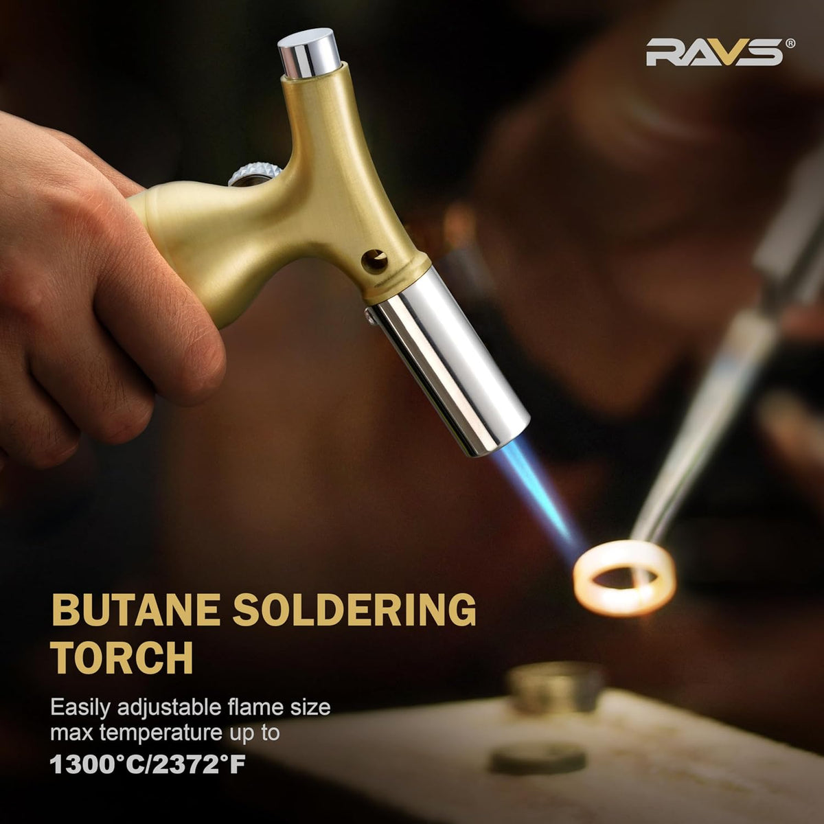 RAVS Butane Torch Lighter with Solid Copper Design, Food Torch for Cooking