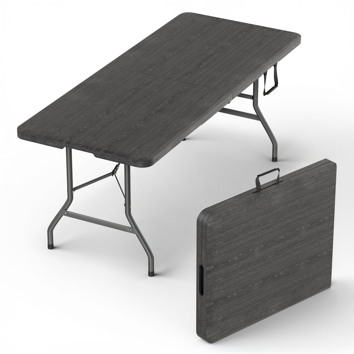 2 PACK of 6 Feet Foldable Table with Built in Handle & Steel Legs | 6FT Heavy Duty Folding Portable | Perfect for Party, Dining, Wedding, Events, Picnic Indoor Outdoor Camping Utility Folding - 6 Foot