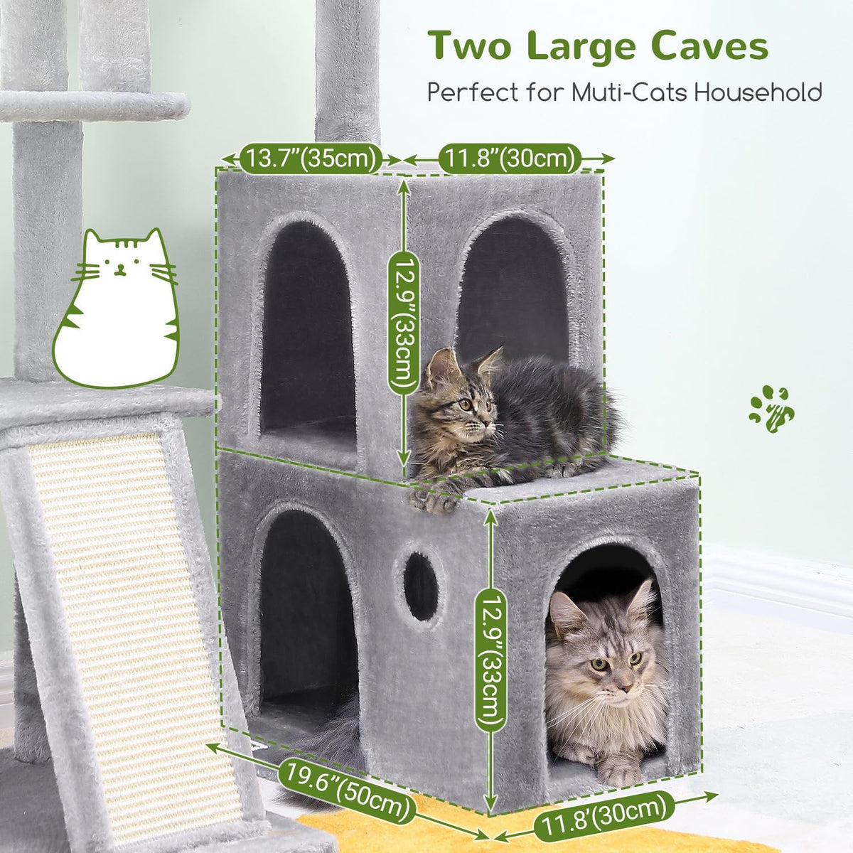 Globlazer Maine Coon Cat Tower for Indoor Adult Cats, F50, Light Grey