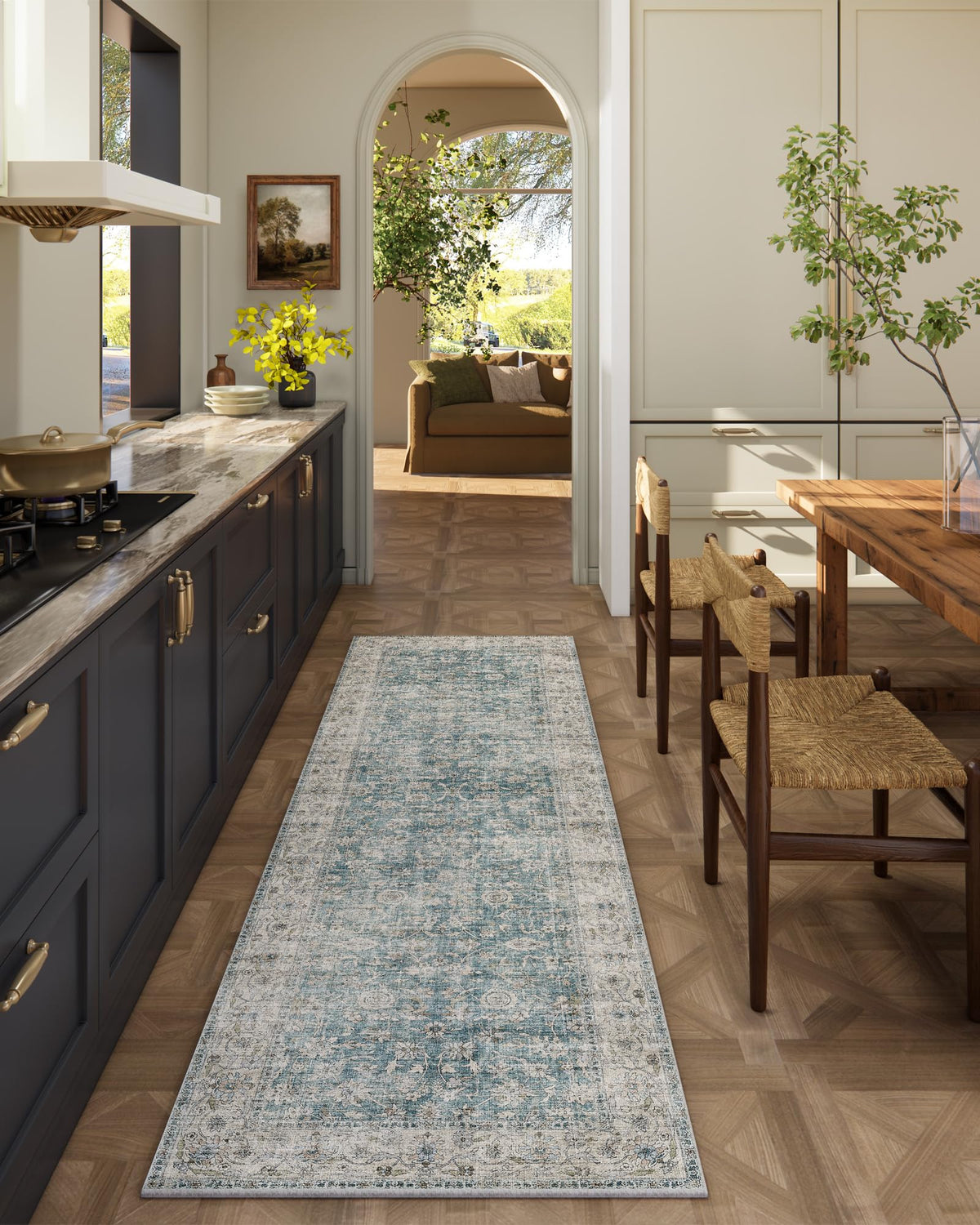 Washable Area Rugs for Living Room: 9x12 Bedroom Rug Boho Vintage Area Rug Stain Resistant Non Slip Low Pile Lightweight Soft Carpets for Dining Room Kitchen Nursery Kids Room Playroom Home Office