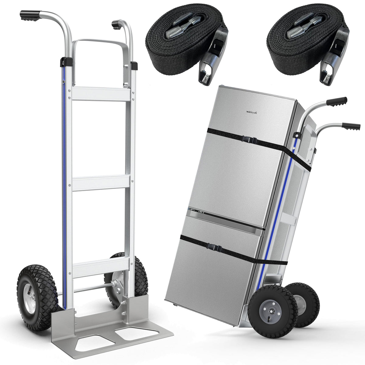 Suzhi Hand Truck Dolly Cart Heavy Duty/with 2 Wheels,600 Lbs Load, 2 Straps for Moving Furniture/Appliance/Carton/Warehouse/Office